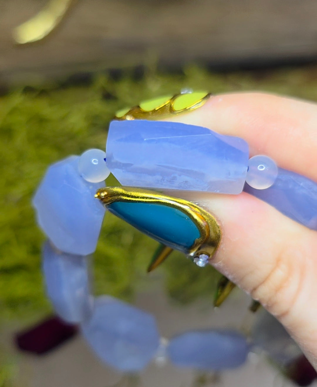Blue Lace Agate Freeforms Stretch Bracelet