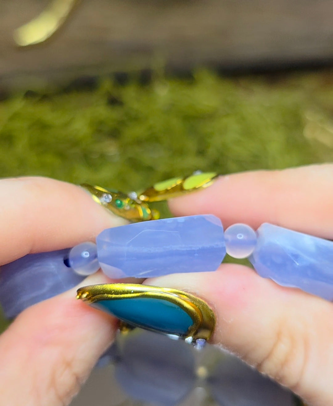 Blue Lace Agate Freeforms Stretch Bracelet