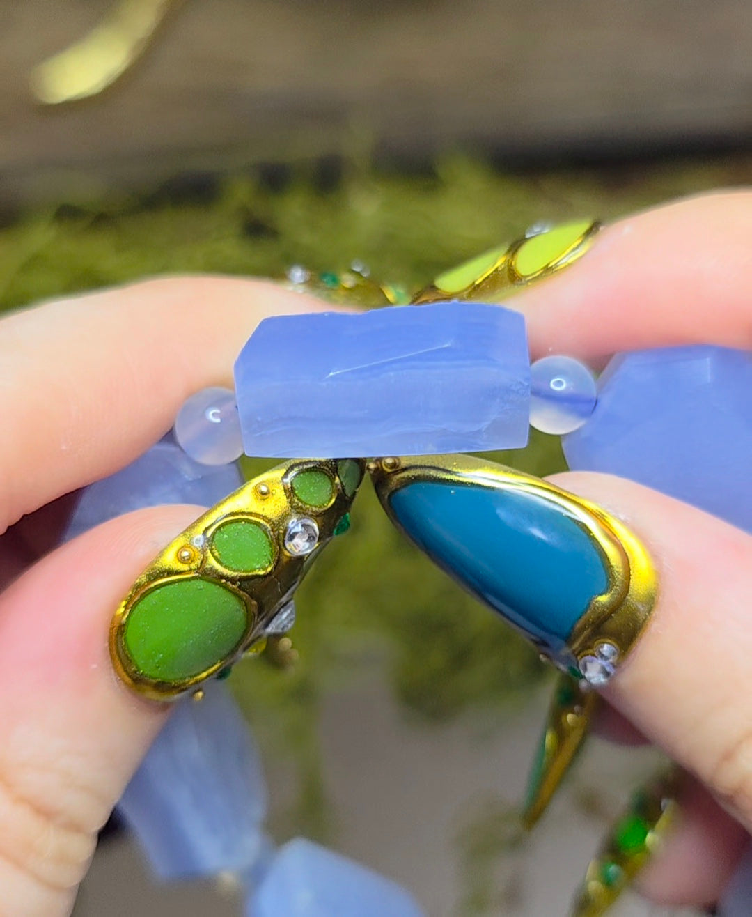 Blue Lace Agate Freeforms Stretch Bracelet