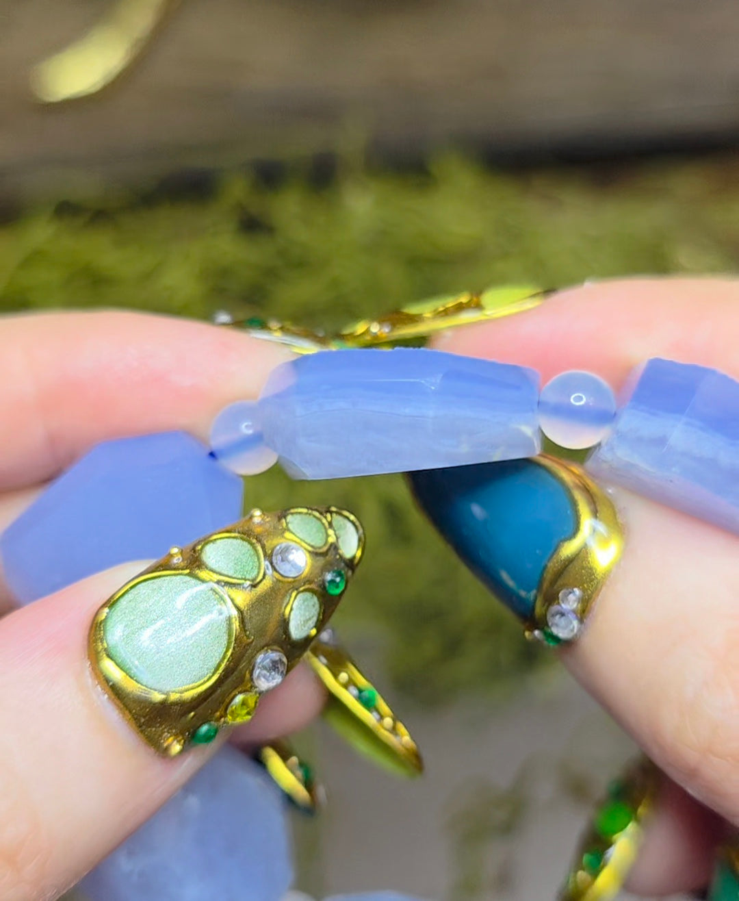 Blue Lace Agate Freeforms Stretch Bracelet