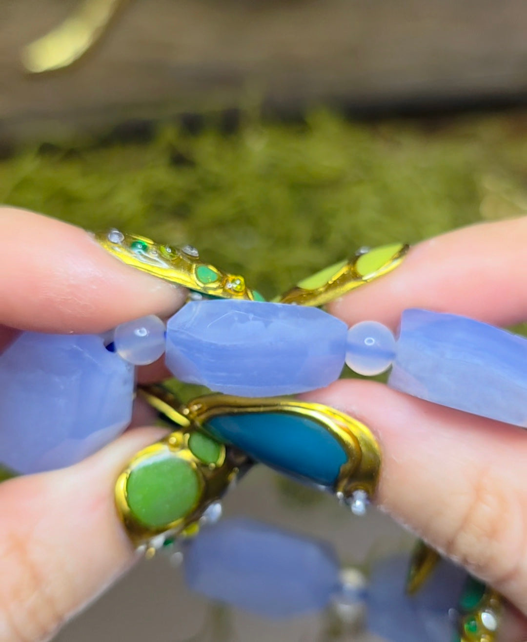 Blue Lace Agate Freeforms Stretch Bracelet