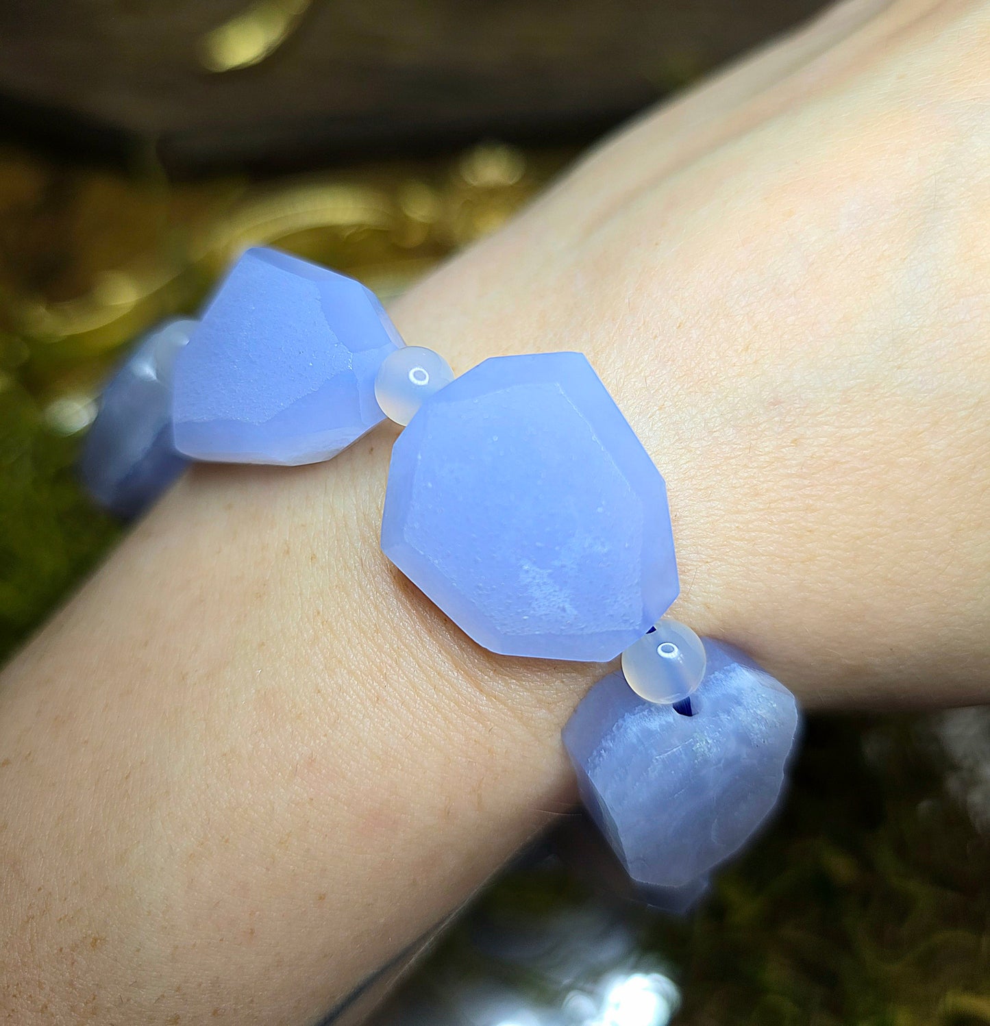 Blue Lace Agate Freeforms Stretch Bracelet