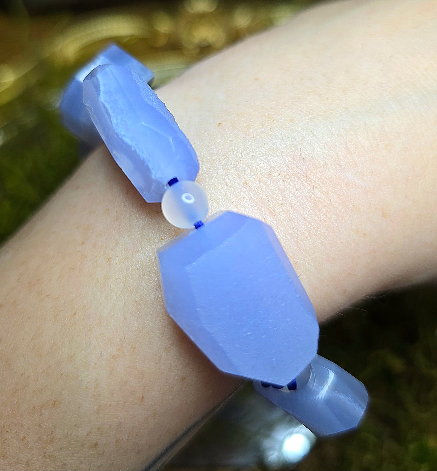 Blue Lace Agate Freeforms Stretch Bracelet