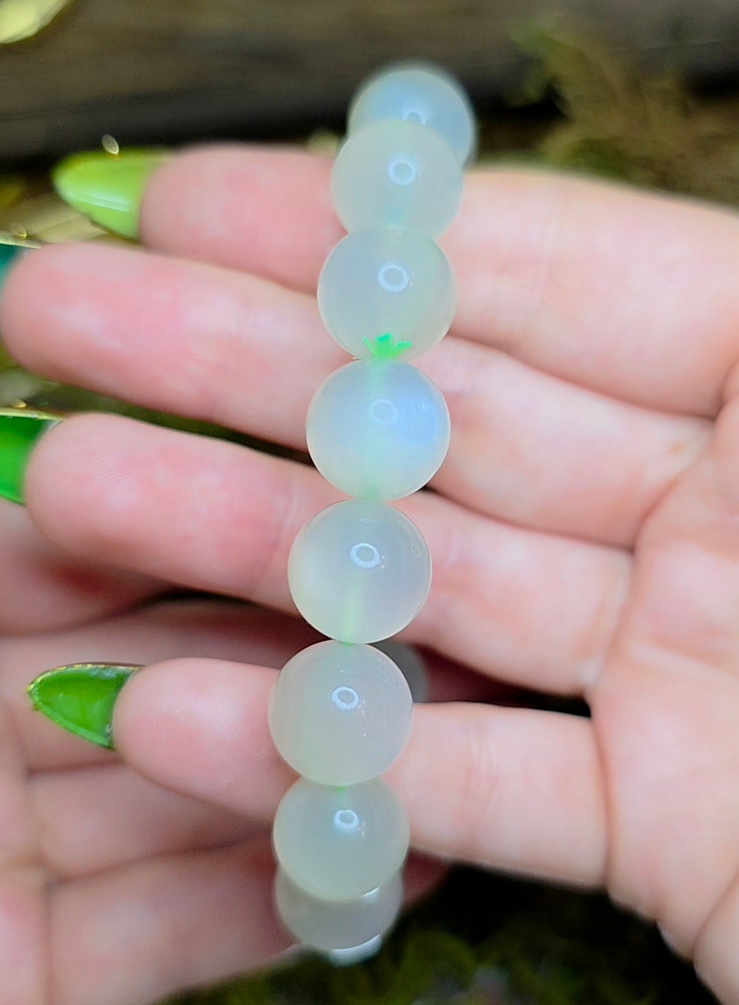 12mm High Quality Green Moonstone Stretch Bracelet