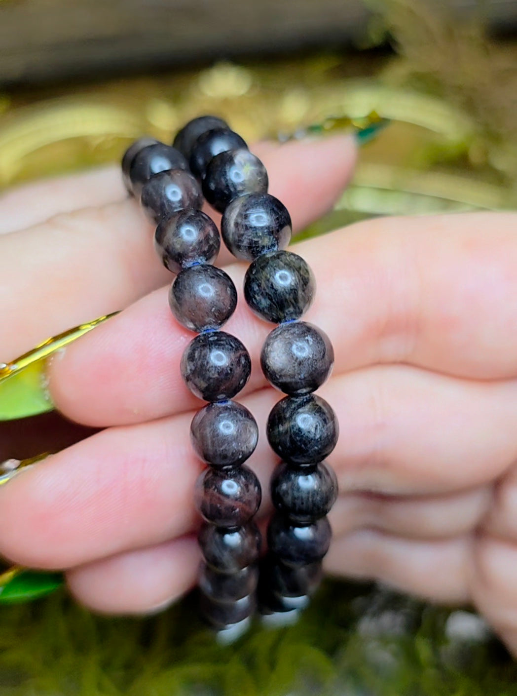 8mm Black Sapphire Stretch Bracelet