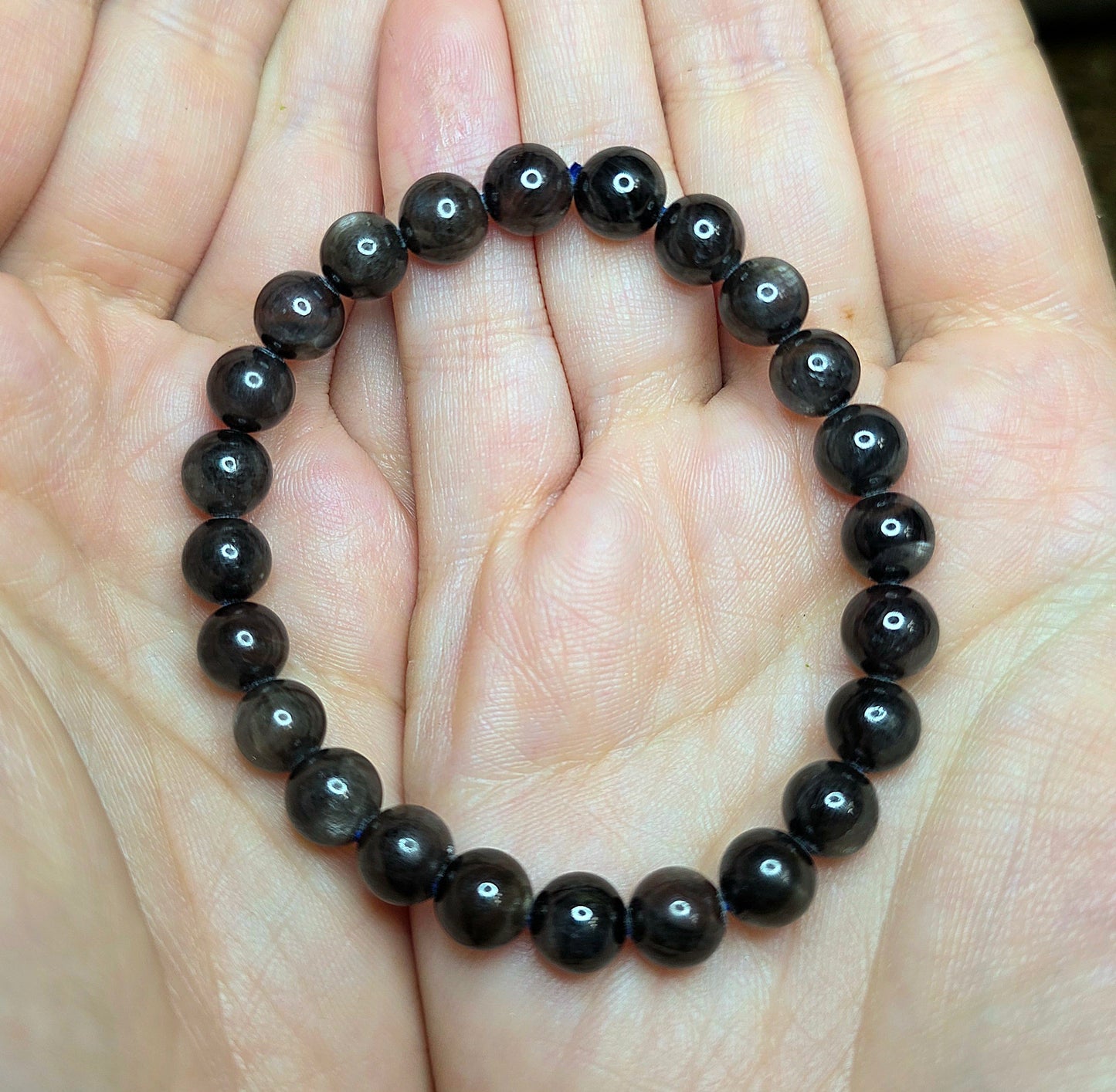 8mm Black Sapphire Stretch Bracelet