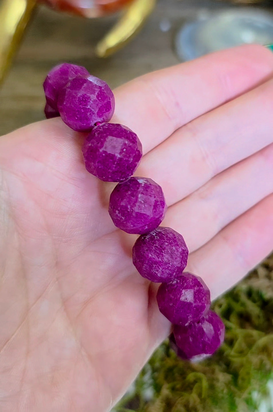 14mm Manmade Ruby Stretch Bracelet