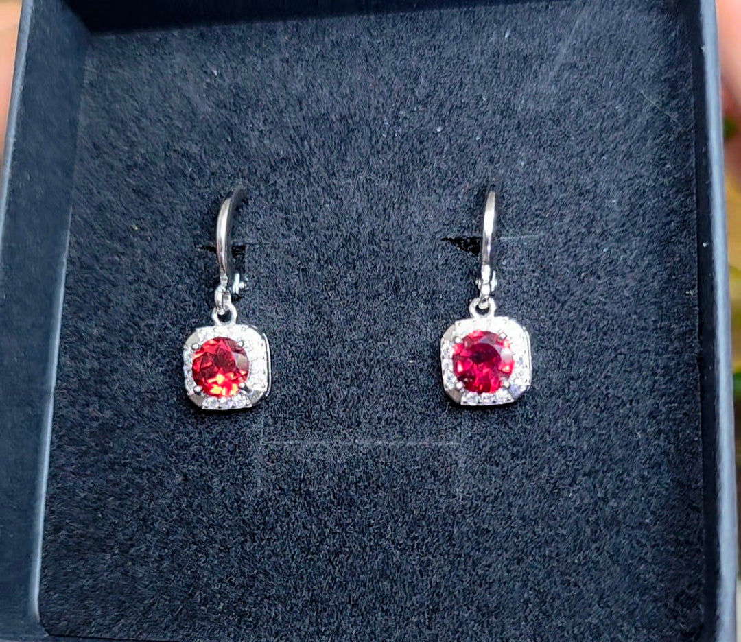 Garnet Hoop Earrings