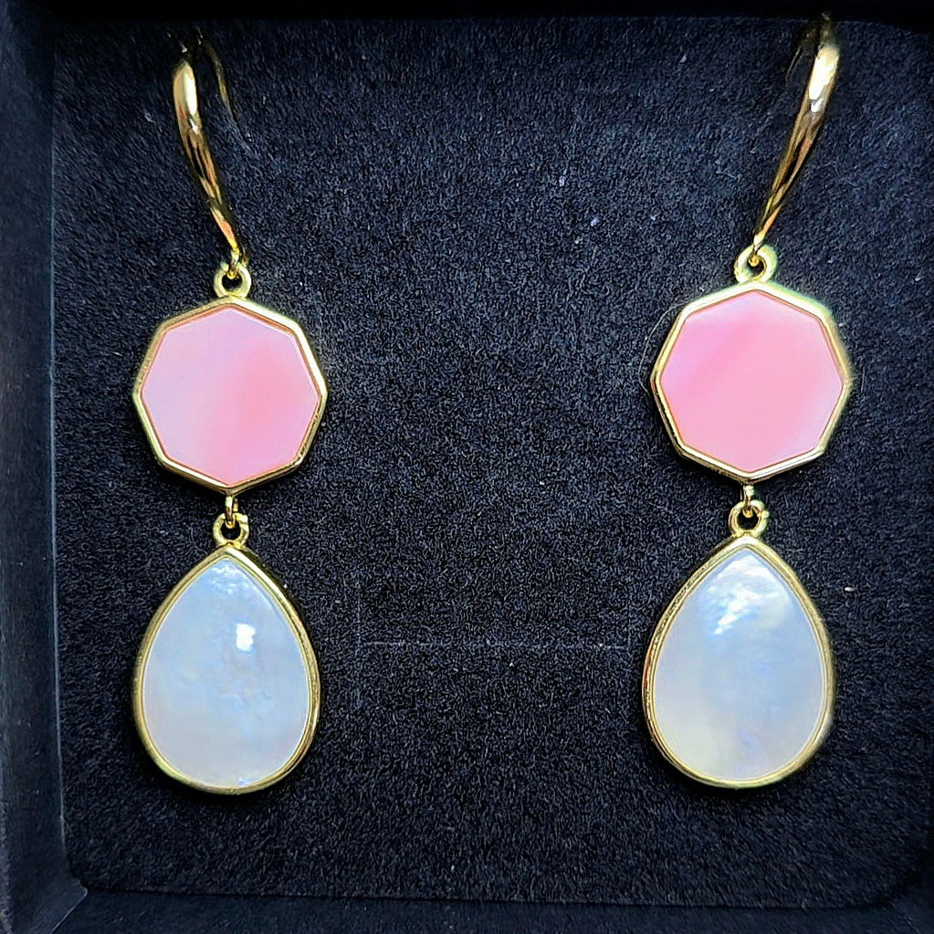 Pink and White Shell Earrings