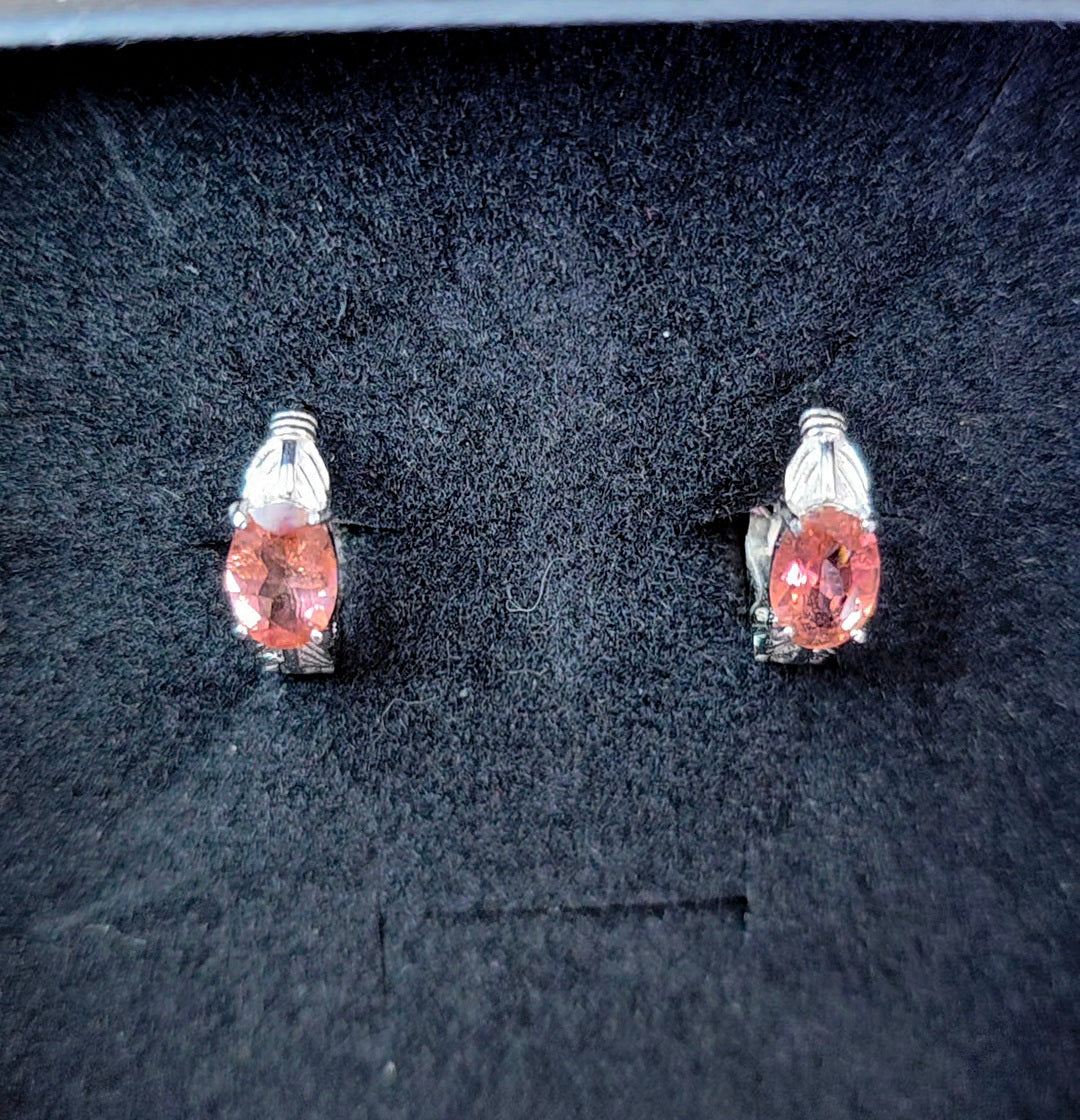 Pink Tourmaline Hoop Earrings