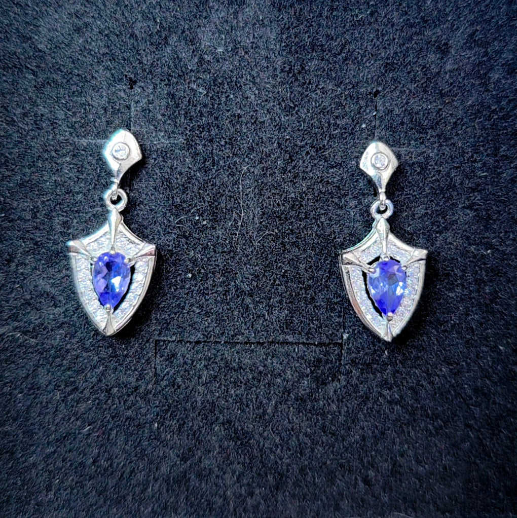 Tanzanite Shield Earrings