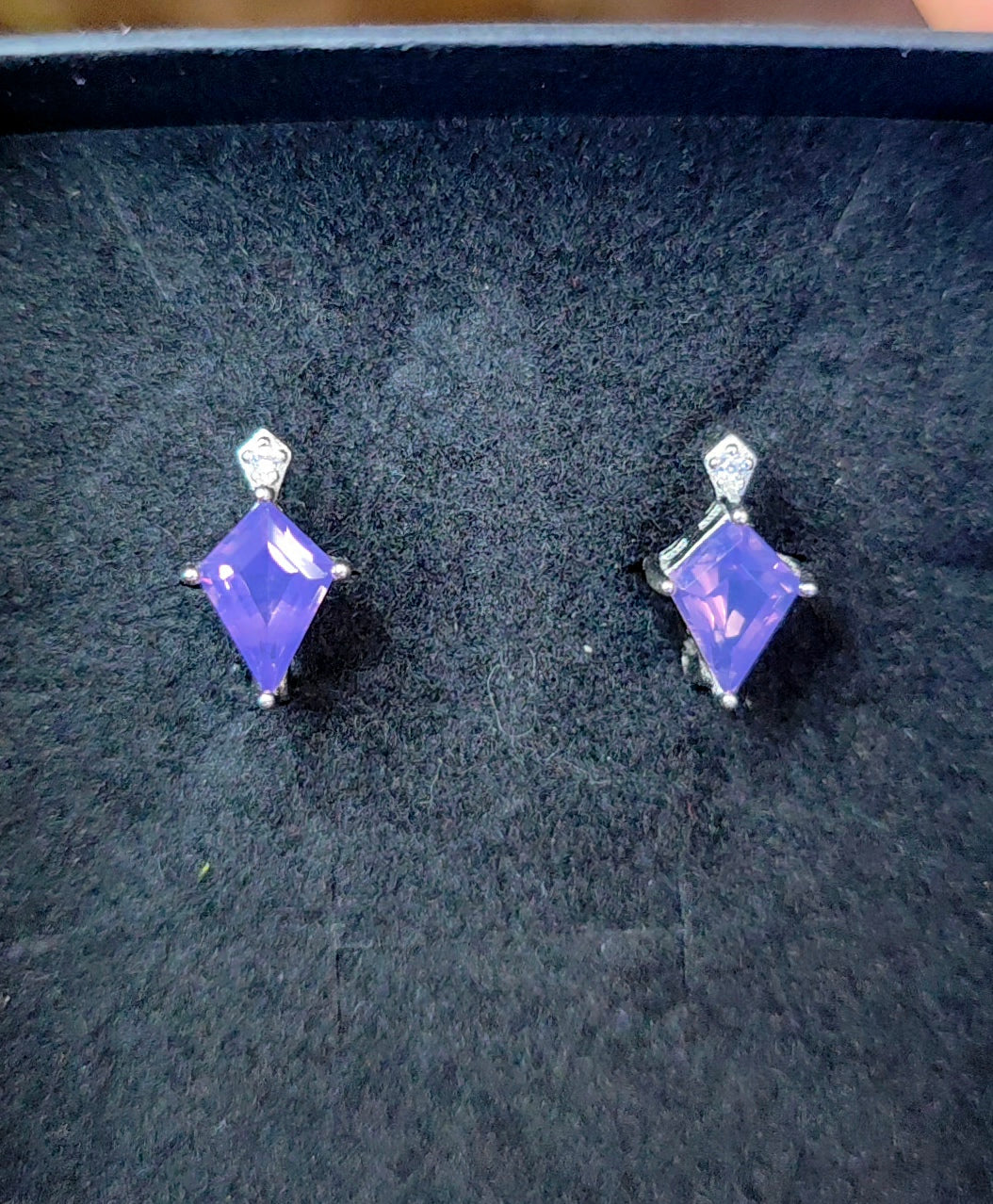 Lavender Moon Quartz Kite Earrings
