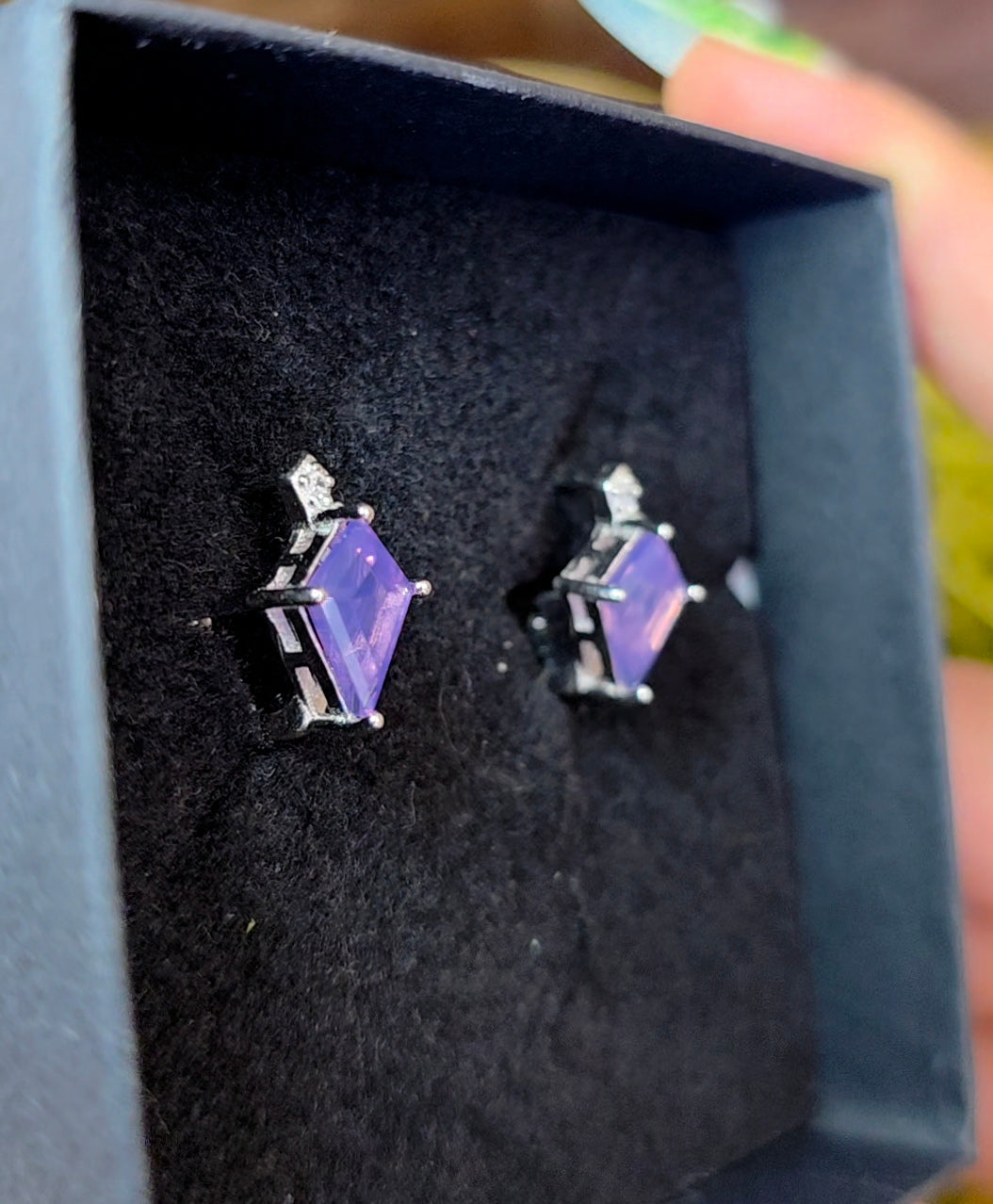 Lavender Moon Quartz Kite Earrings