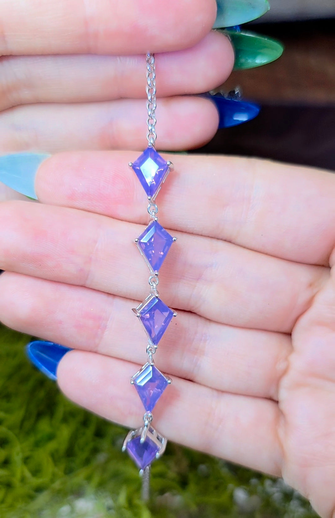 Lavender Moon Quartz Kites Sterling Silver Bracelet