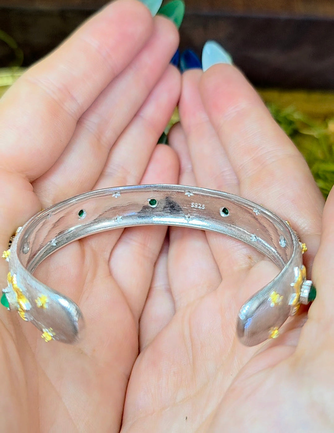 Emerald Sterling Silver Bangle