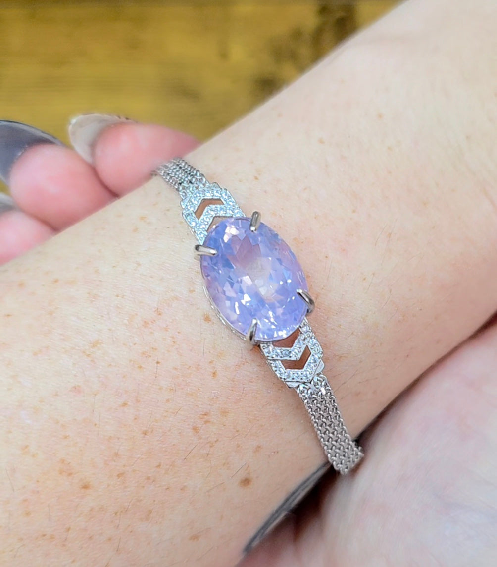 Lavender Moon Quartz Sterling Silver Bracelet