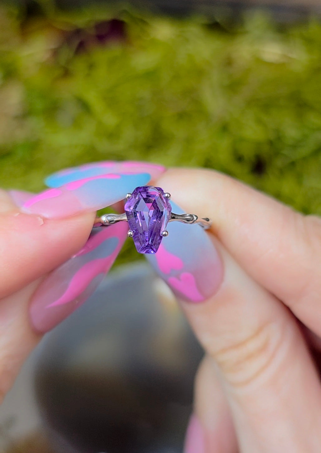 Amethyst Coffin Ring B