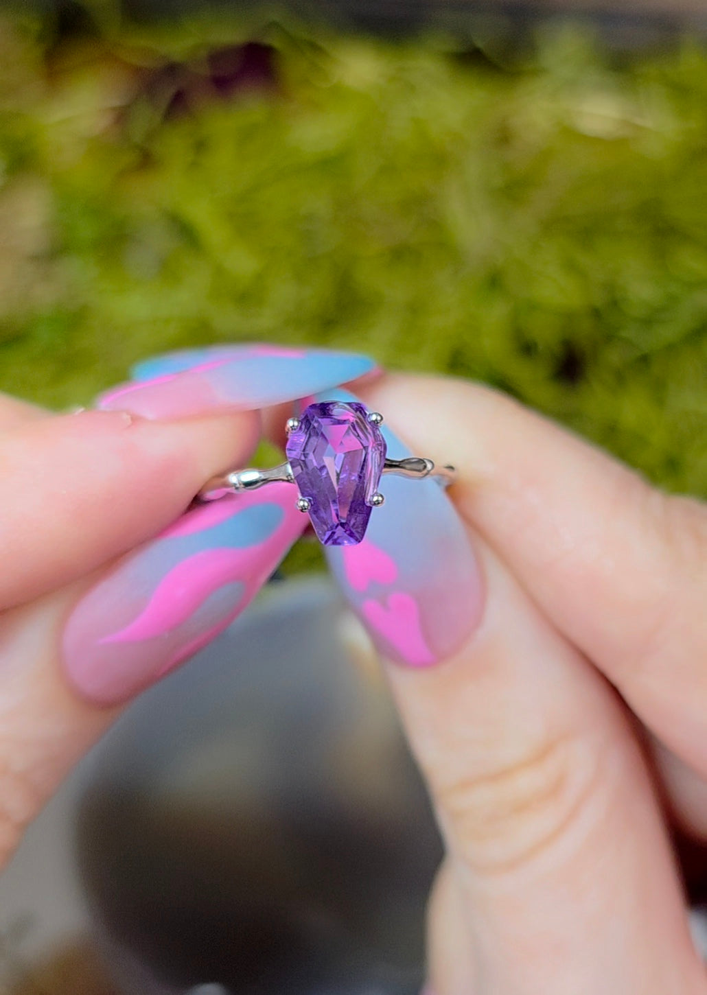 Amethyst Coffin Ring B