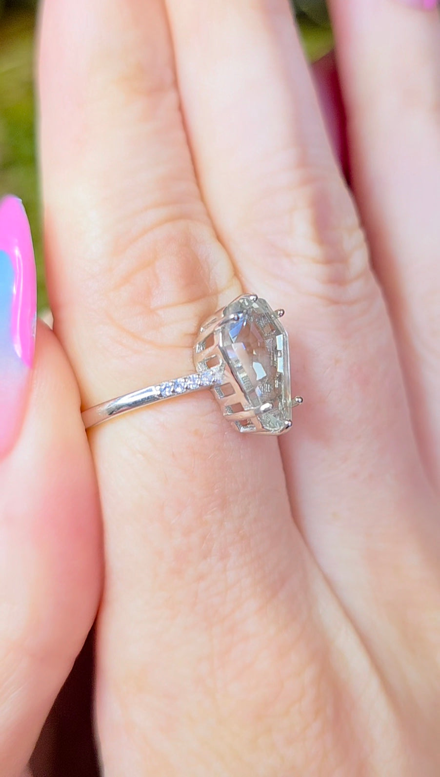 Prasiolite Coffin Ring