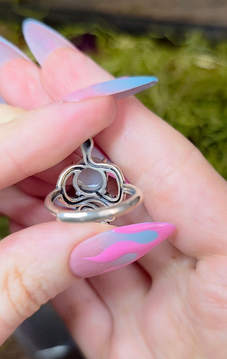 White Moonstone Rattlesnake Ring