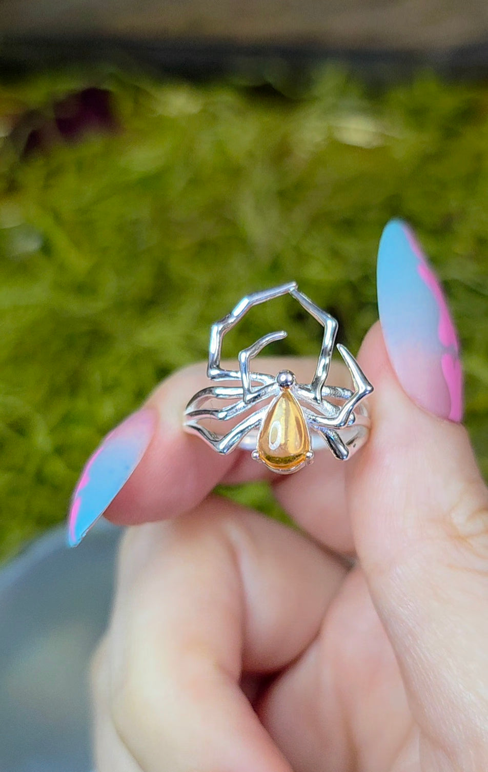 Blue Tourmaline Spider Ring