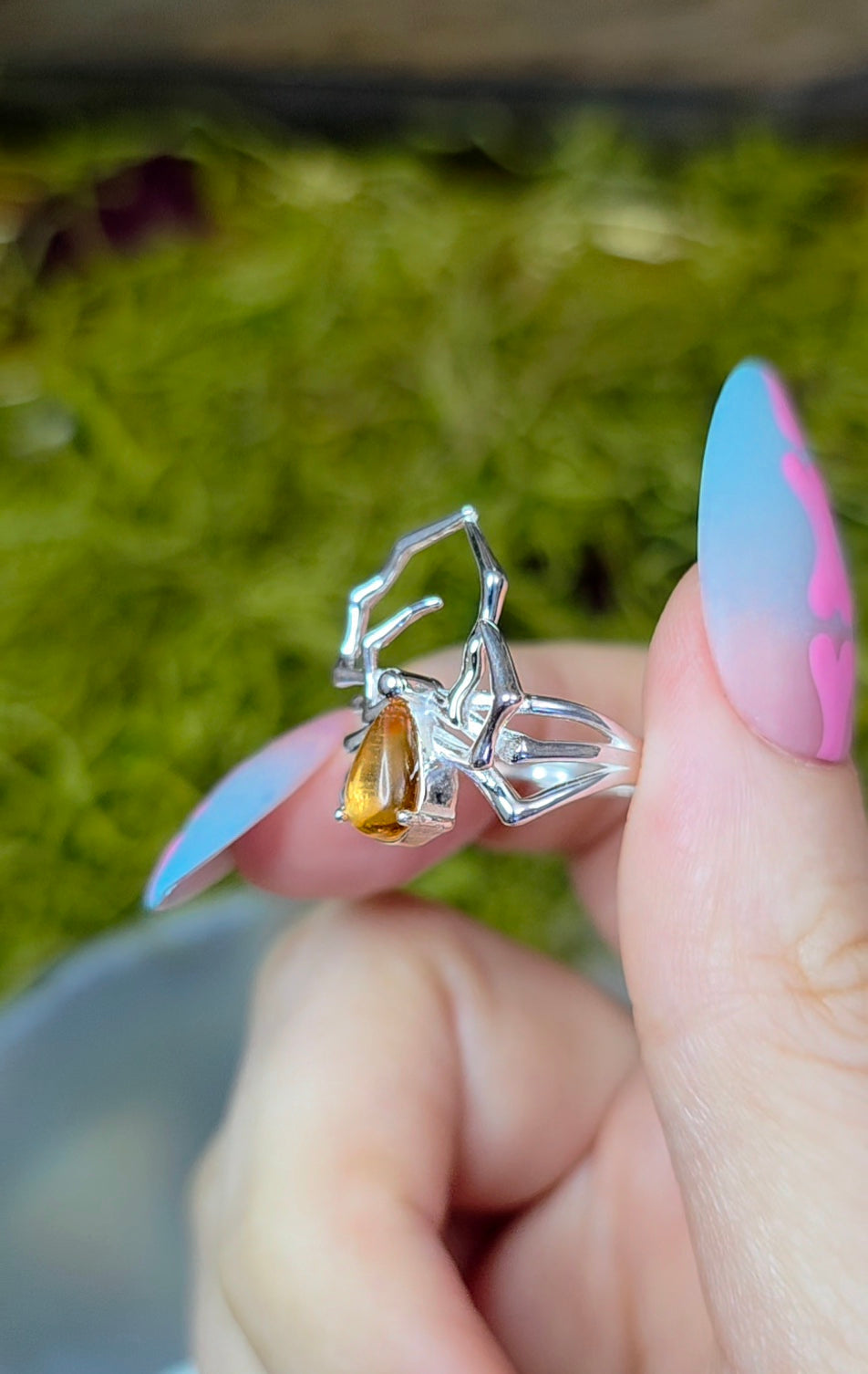 Blue Tourmaline Spider Ring