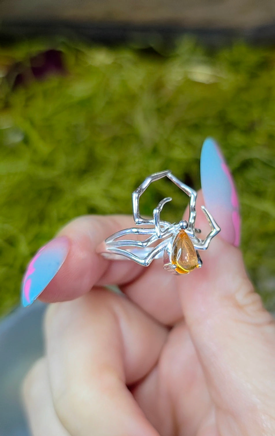 Blue Tourmaline Spider Ring