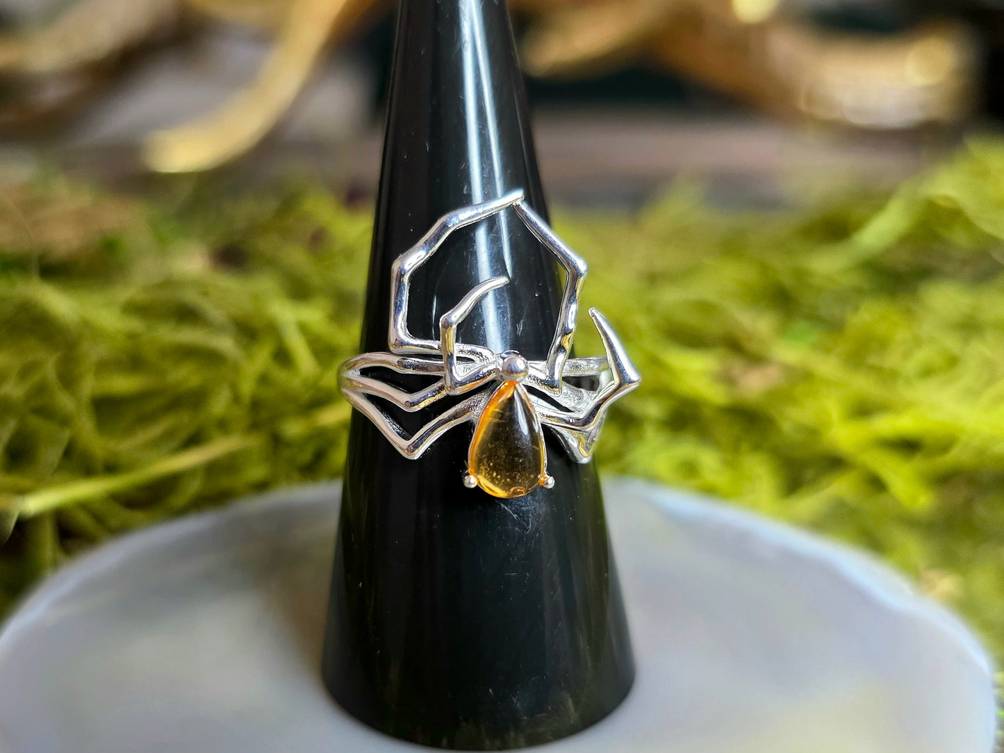 Blue Tourmaline Spider Ring