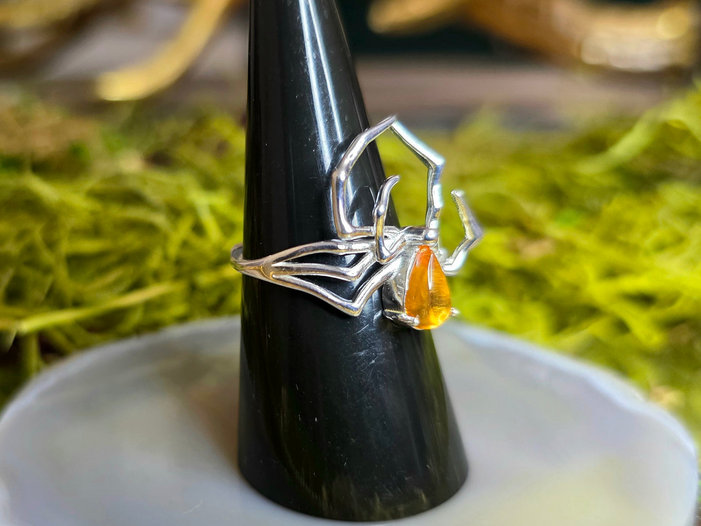 Blue Tourmaline Spider Ring
