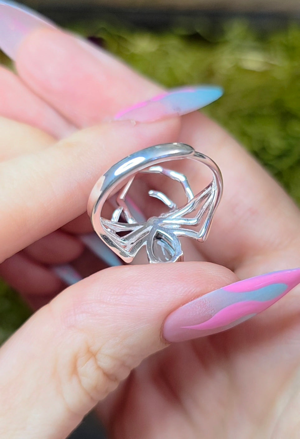 Blue Tourmaline Spider Ring