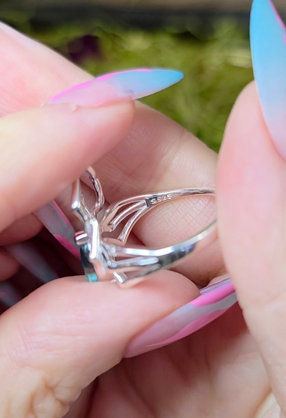 Blue Tourmaline Spider Ring