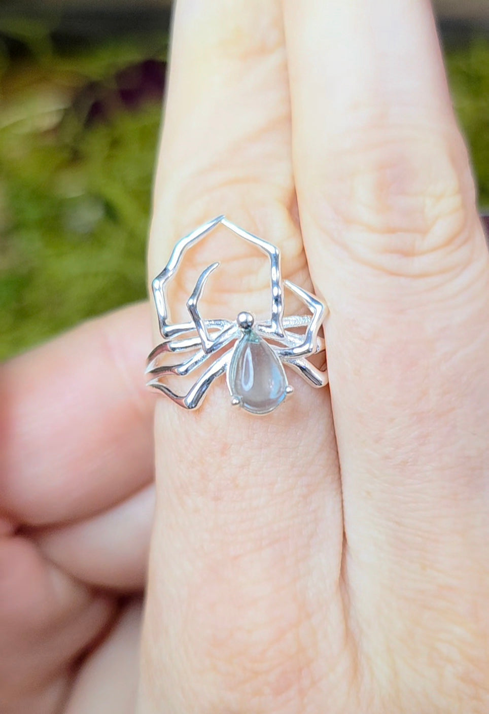 Blue Tourmaline Spider Ring