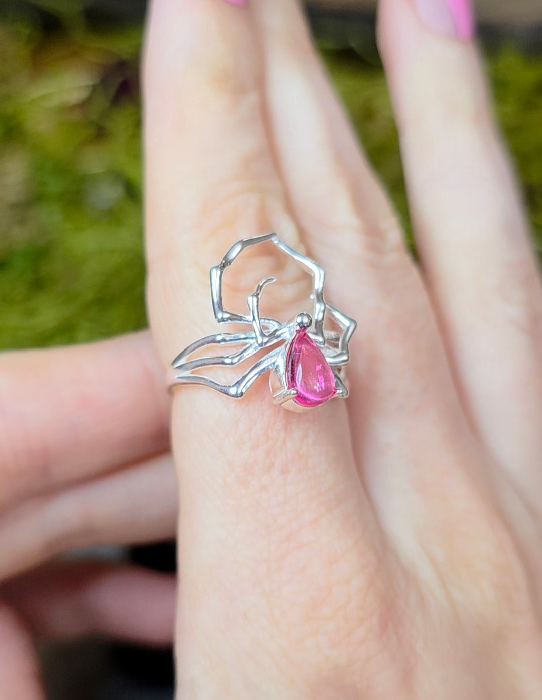 Pink Tourmaline Spider Ring