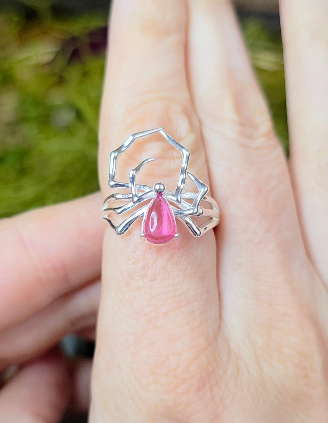 Pink Tourmaline Spider Ring