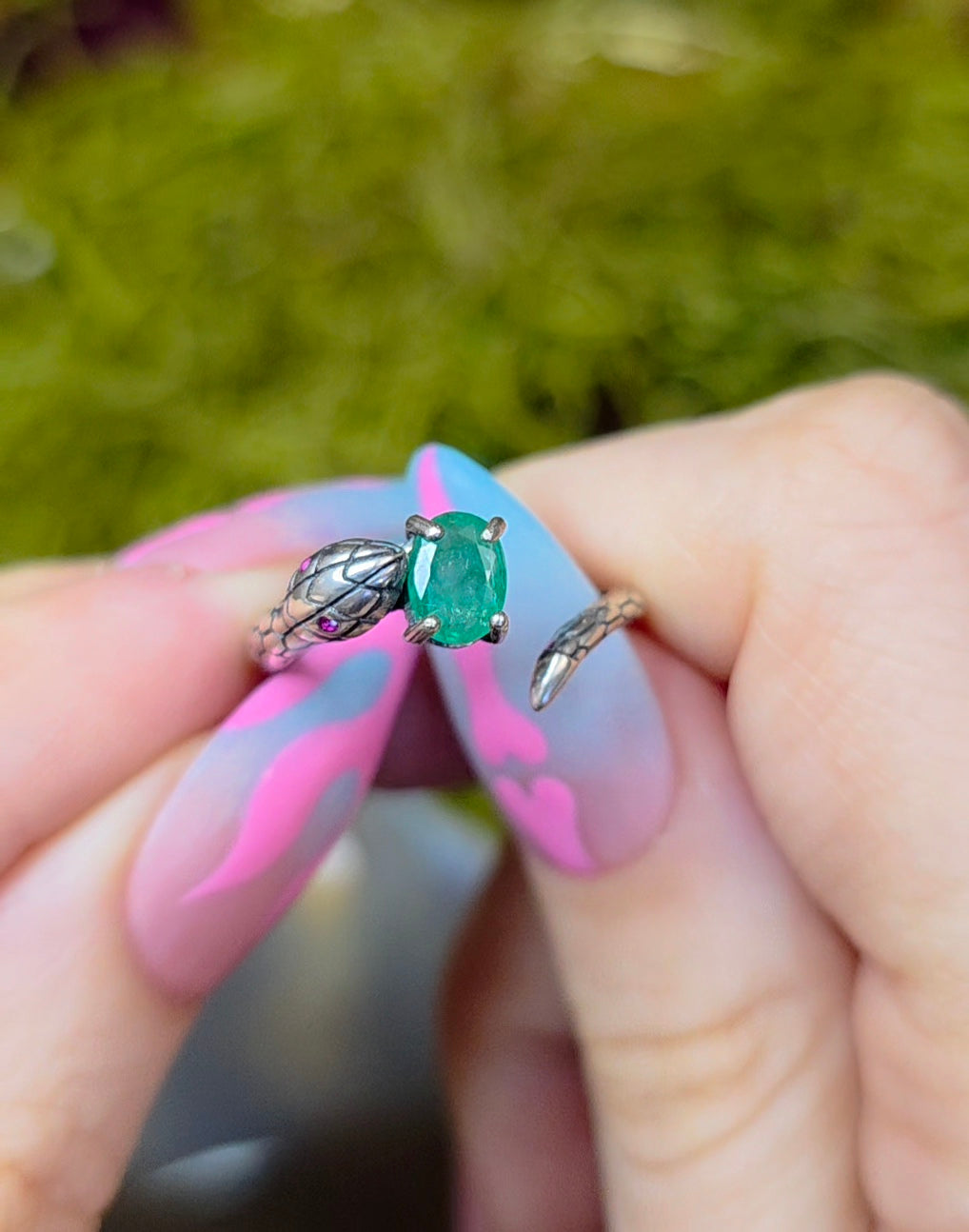 Emerald Snake Ring