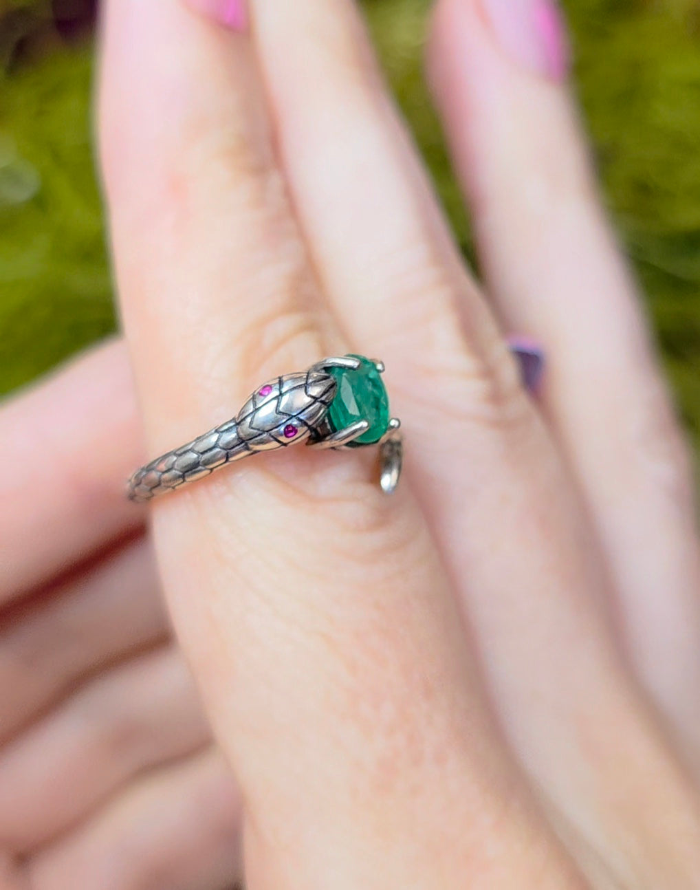 Emerald Snake Ring