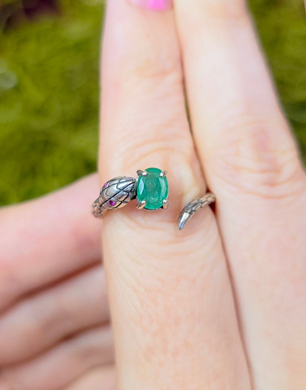 Emerald Snake Ring