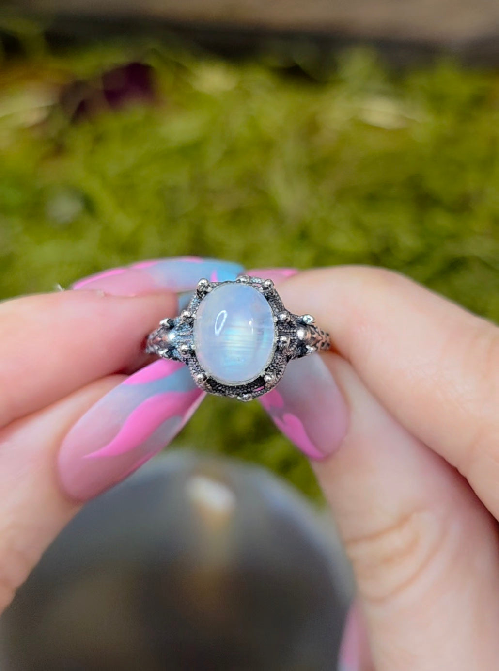 Rainbow Moonstone Medusa Ring A