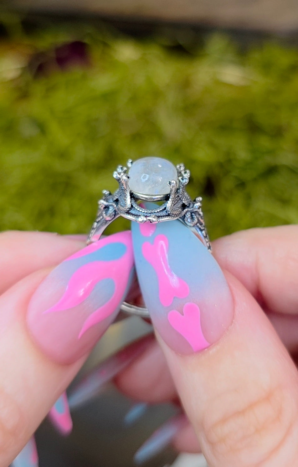 Rainbow Moonstone Medusa Ring B