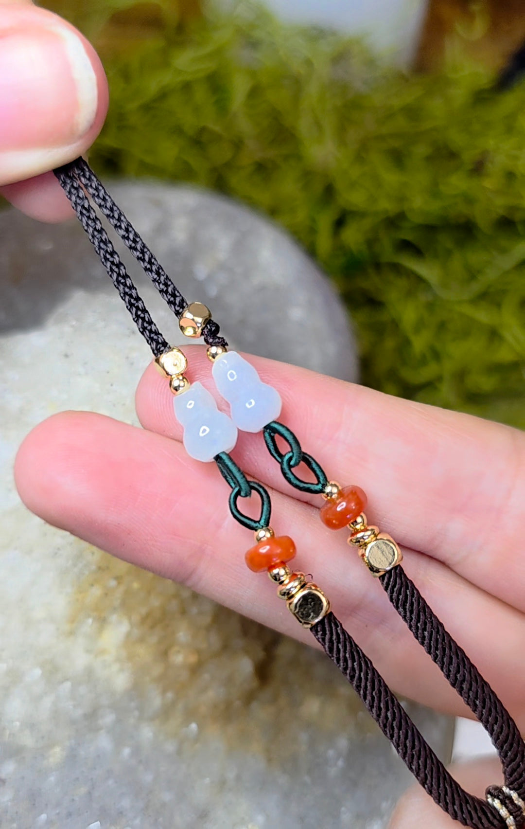 Two Tone Jadeite Bat Pendant Necklace