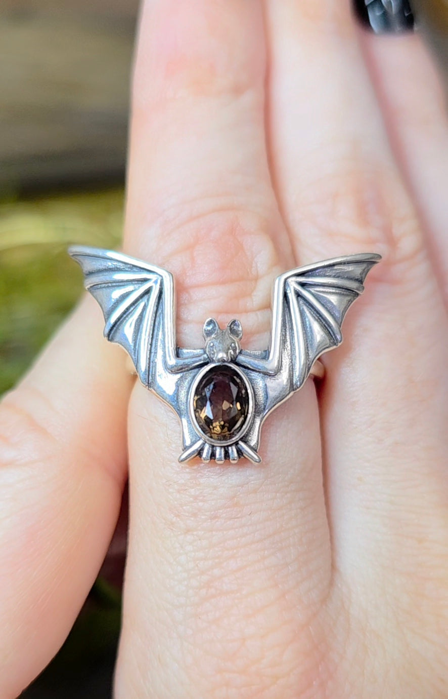 Smokey Quartz Bat Ring