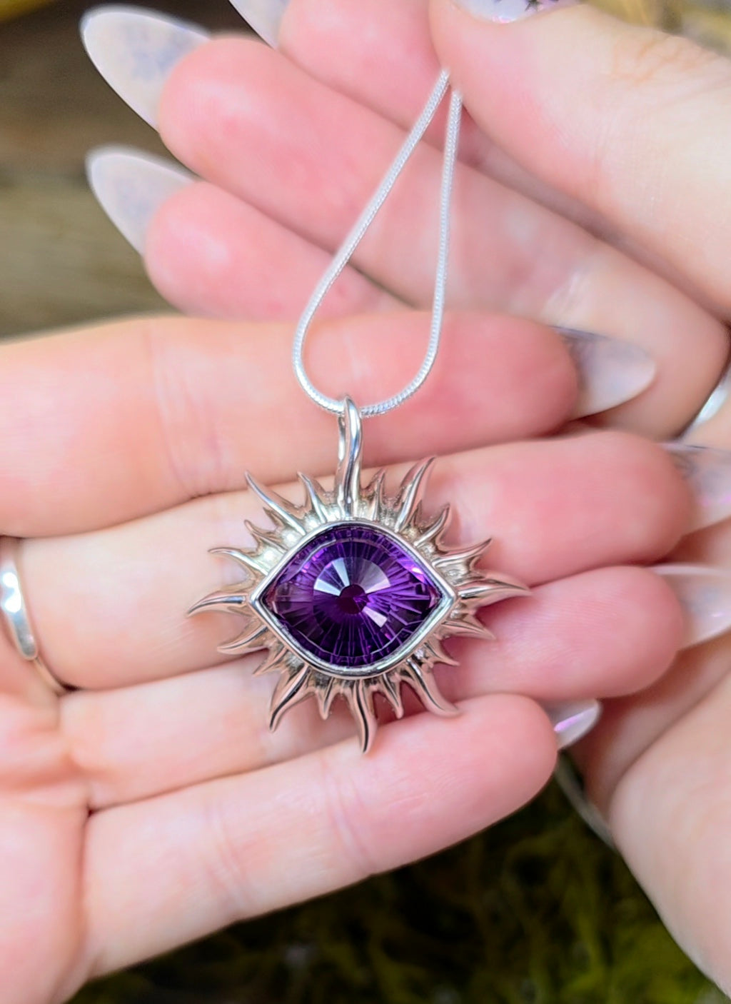 Amethyst Evil Eye Pendant