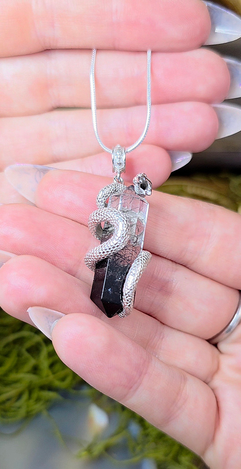 Black Rutile Snake Pendant