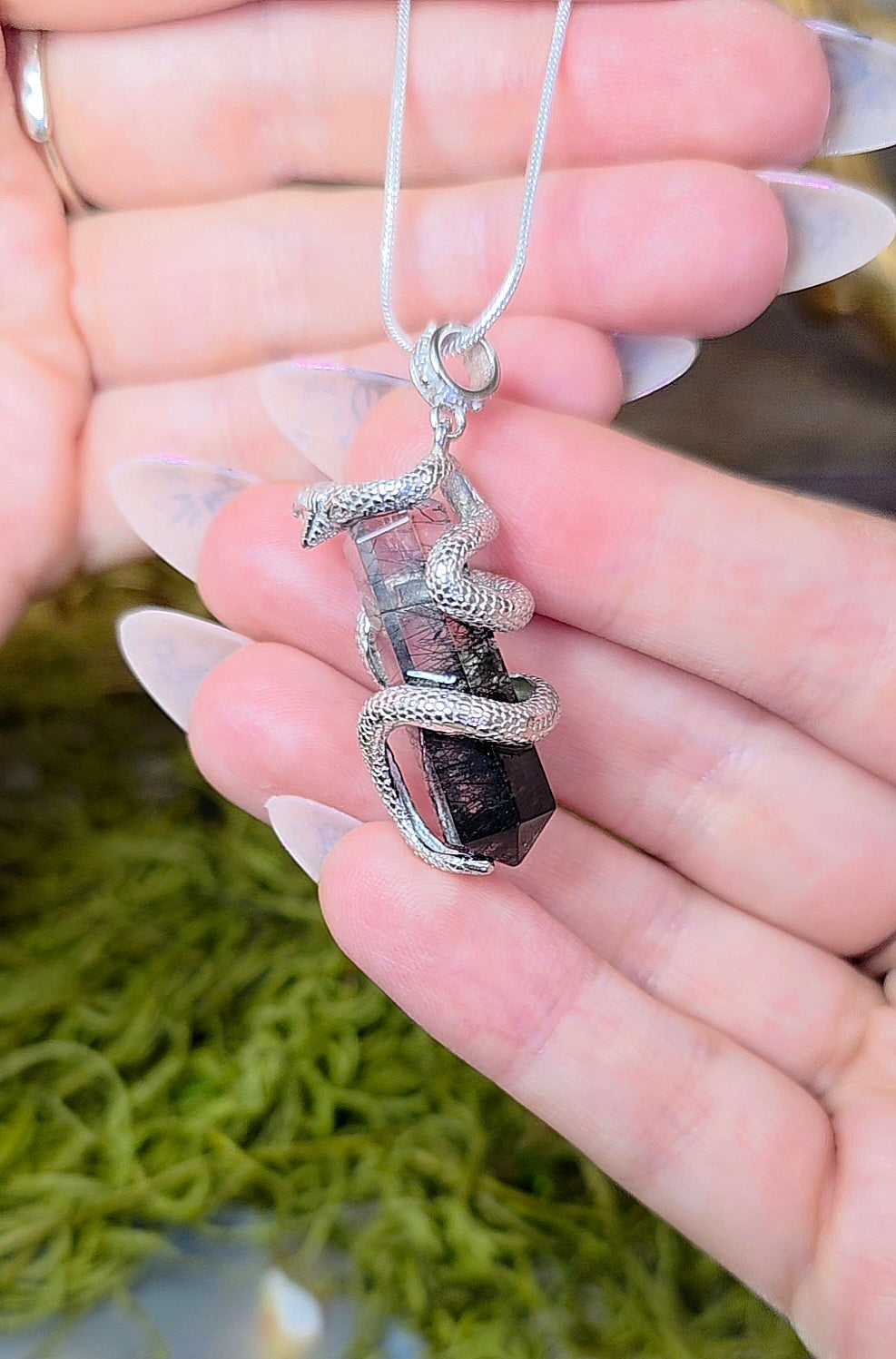 Black Rutile Snake Pendant