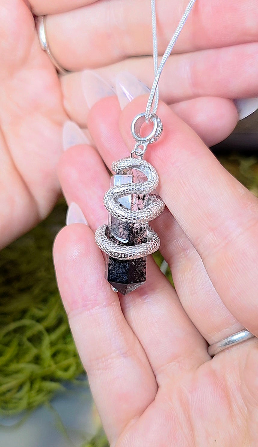 Black Rutile Snake Pendant