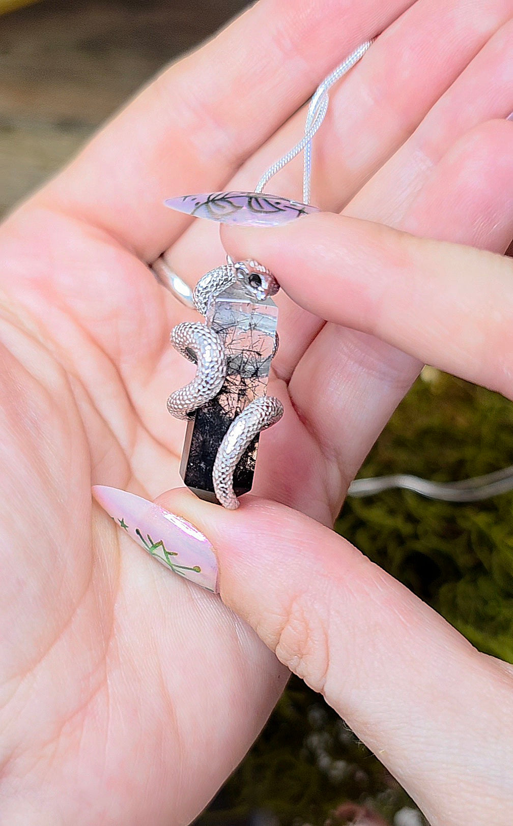 Black Rutile Snake Pendant