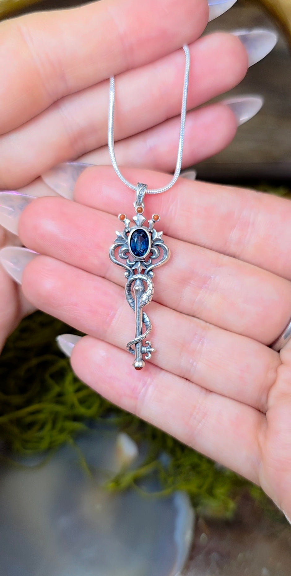 Topaz Snake and Key Pendant