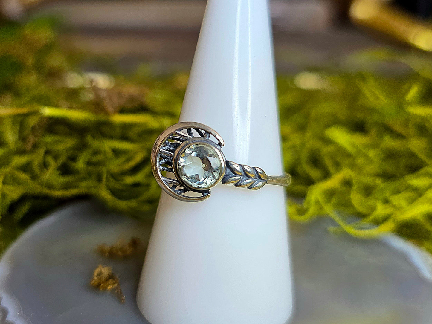 Clear Quartz Moon Ring