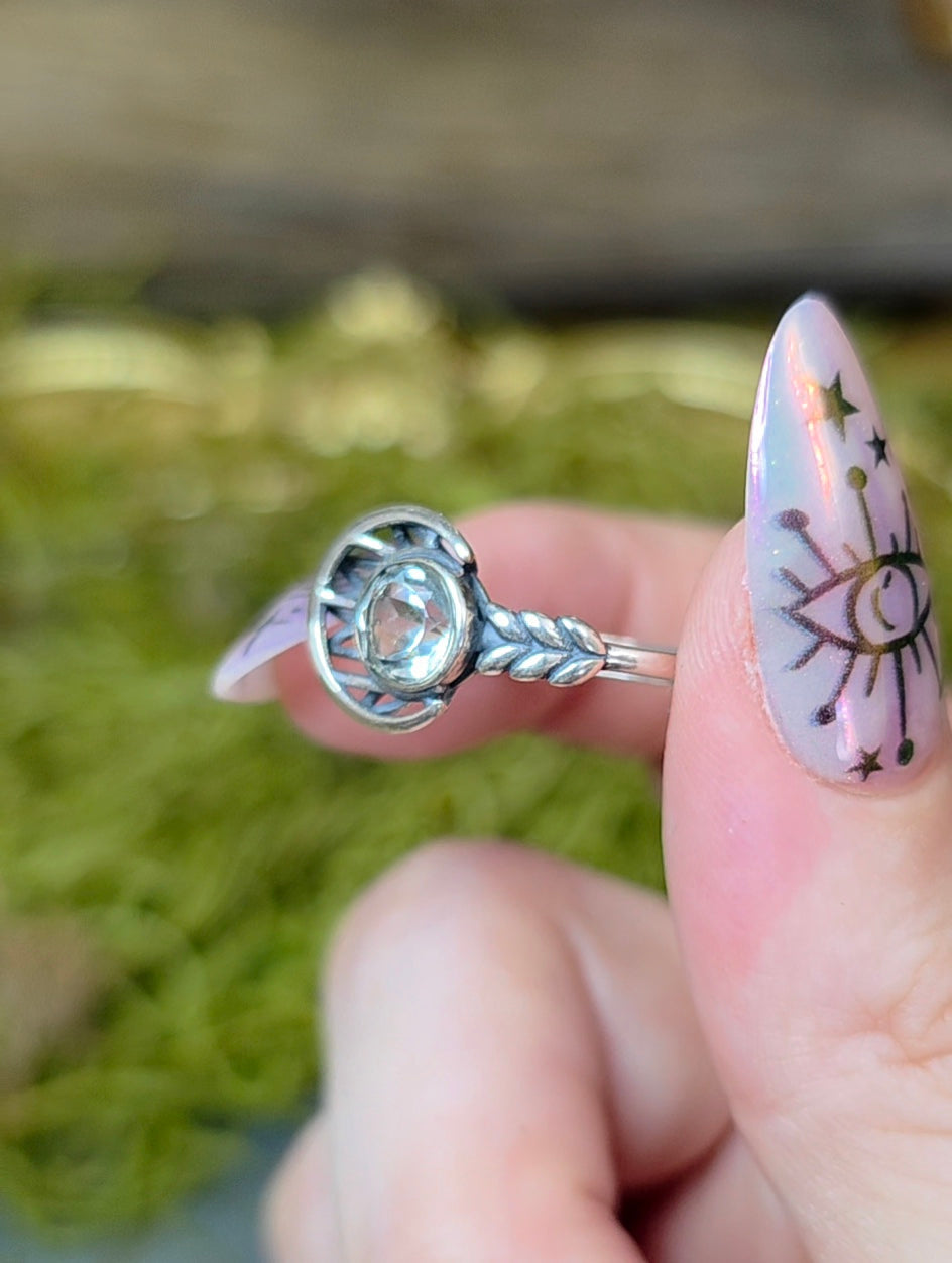 Clear Quartz Moon Ring