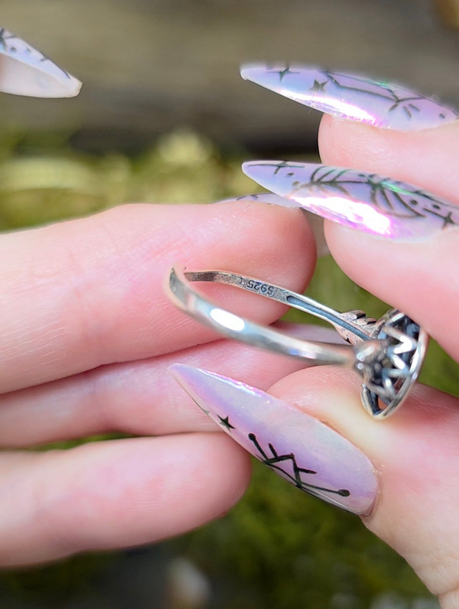 Clear Quartz Moon Ring